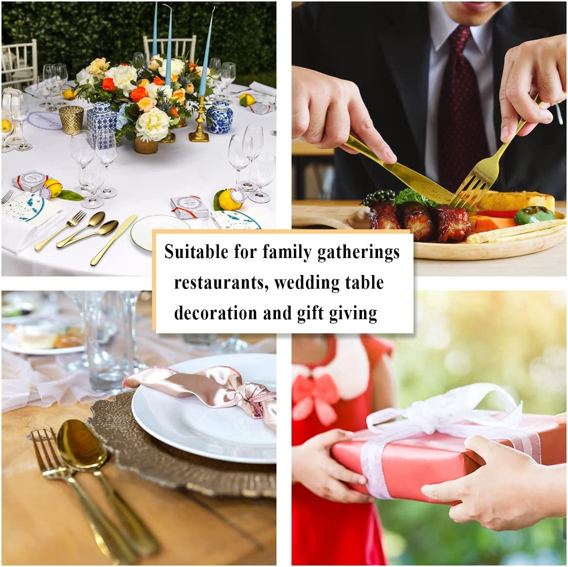 20-Piece Elegant Titanium Gold-Plated Stainless Steel Flatware Set for Four with Polished Finish