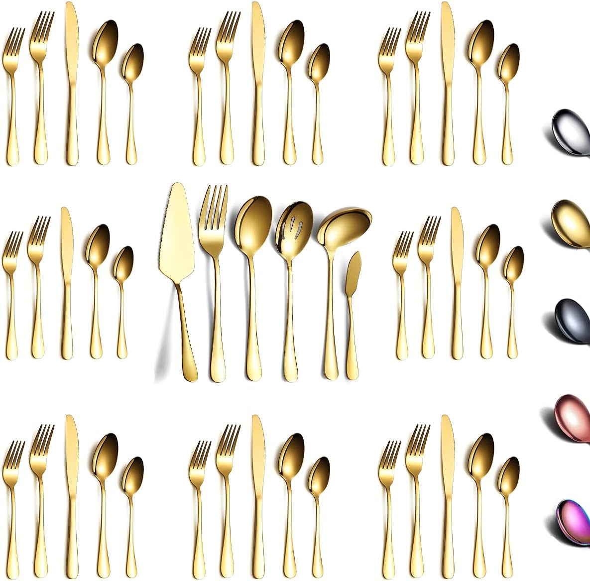 20-Piece Elegant Titanium Gold-Plated Stainless Steel Flatware Set for Four with Polished Finish