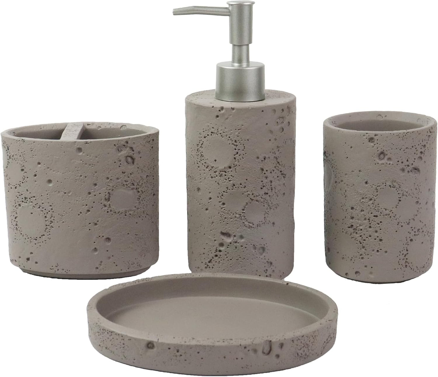 Elegant 4-Piece Farmhouse Bathroom Accessories Set - Includes Toothbrush Holder, Soap Dispenser, Soap Dish, and Tumbler - Perfect for Apartment Decor and Thoughtful Gifting