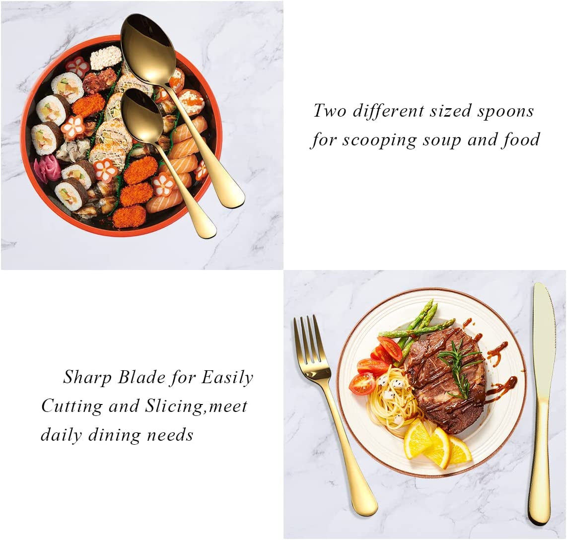 20-Piece Elegant Titanium Gold-Plated Stainless Steel Flatware Set for Four with Polished Finish