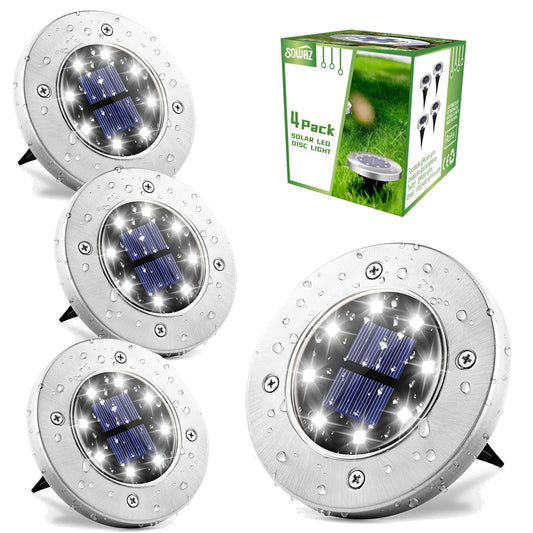 Solar LED Waterproof Landscape Ground Lights, Set of 4