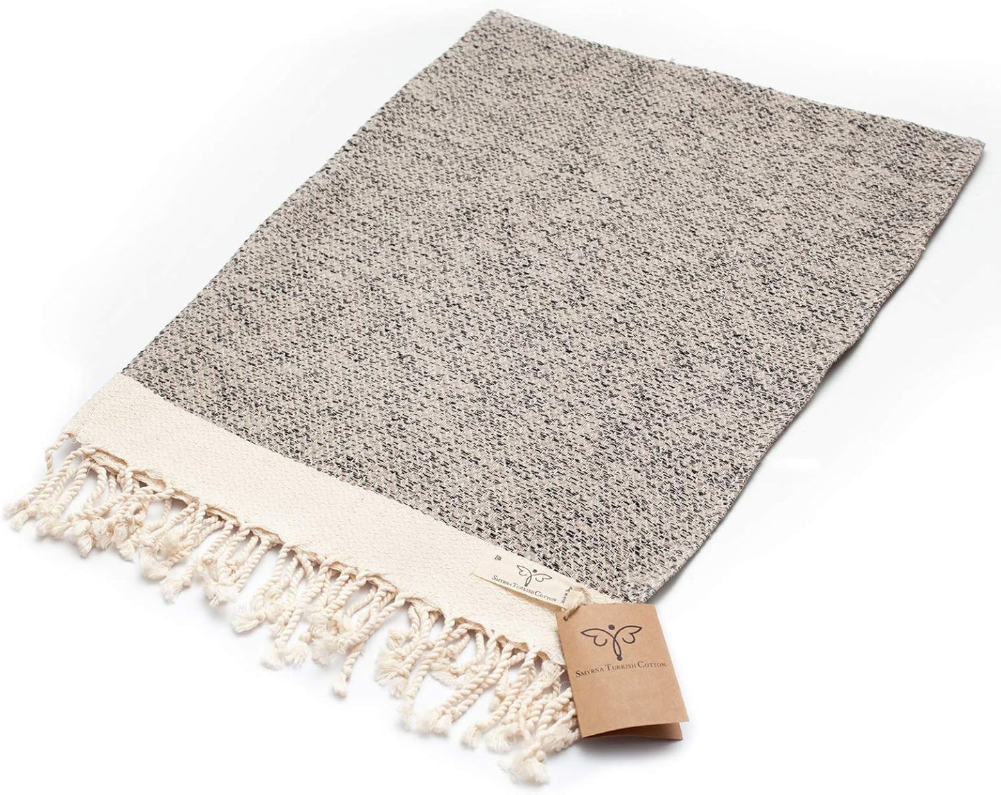 Smyrna Vintage Turkish Cotton Hand Towels - Set of 2, 16x40 Inches, Elegant Beige Towels for Bath, Kitchen, Yoga, and More
