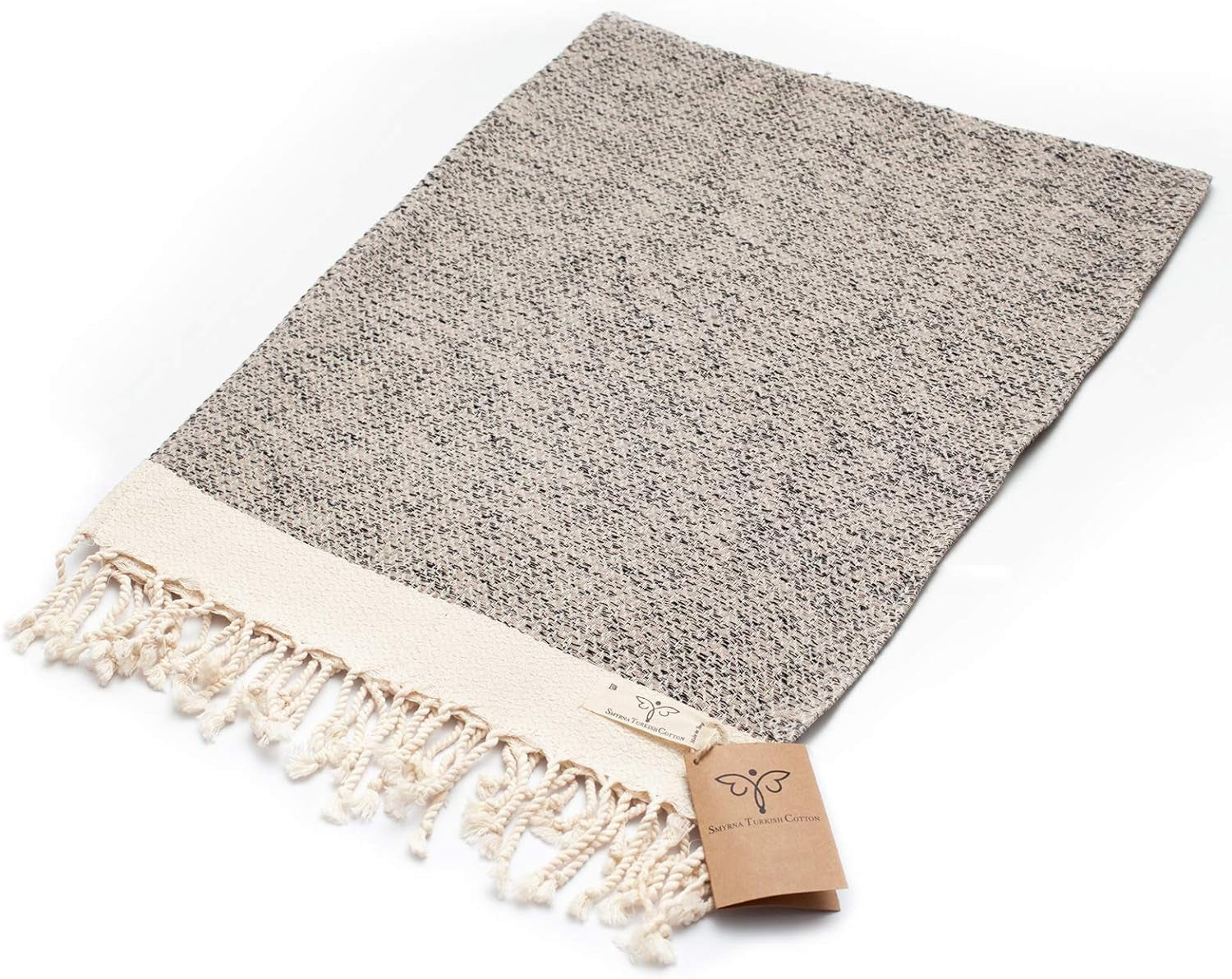 Smyrna Vintage Turkish Cotton Hand Towels - Set of 2, 16x40 Inches, Elegant Beige Towels for Bath, Kitchen, Yoga, and More