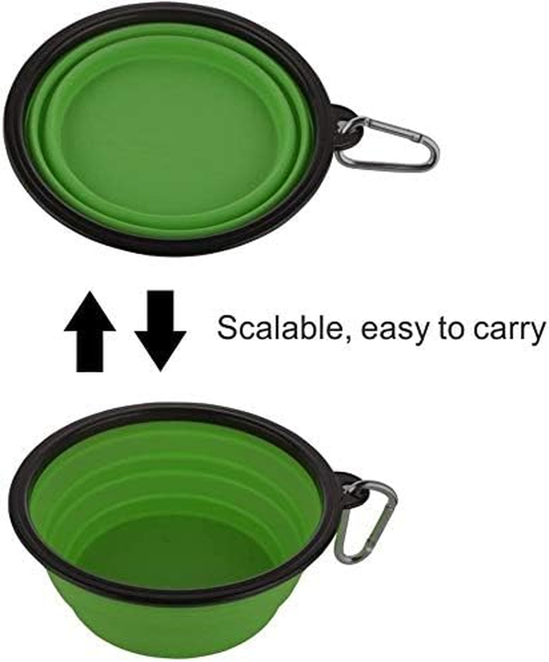 Large Collapsible Dog Bowls - 34 Oz Portable Travel Water and Food Dishes with Carabiner Clip, 2 Pack (Green and Red)