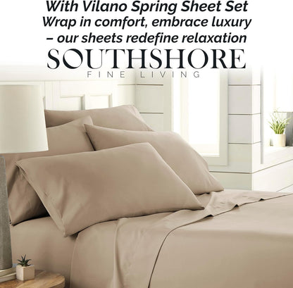 Southshore Fine Living 6-Piece Extra Deep Pocket Queen Sheet Set in Taupe, Featuring 21" Deep Pocket Fitted Sheet, Oversized Flat Sheet, and 4 Pillowcases, Made from Microfiber