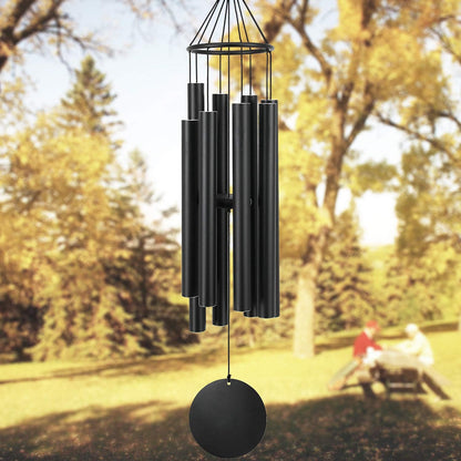 36-Inch Outdoor Wind Chimes - Elegantly Tuned for Relaxation and Soothing Melodies, Black Memorial Chimes for Sympathy and Remembrance