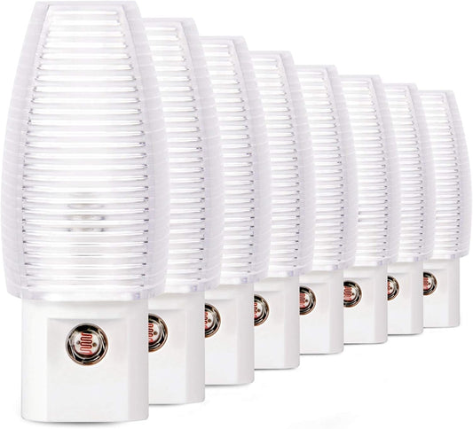 8-Pack Warm White LED Night Lights with Dusk-to-Dawn Sensor for Home Use