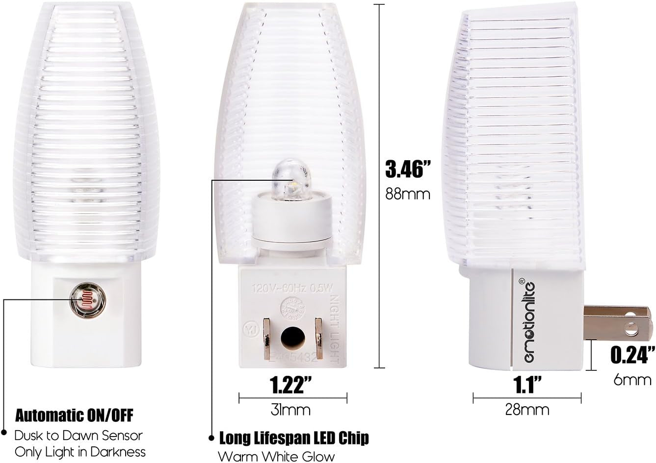 8-Pack Warm White LED Night Lights with Dusk-to-Dawn Sensor for Home Use