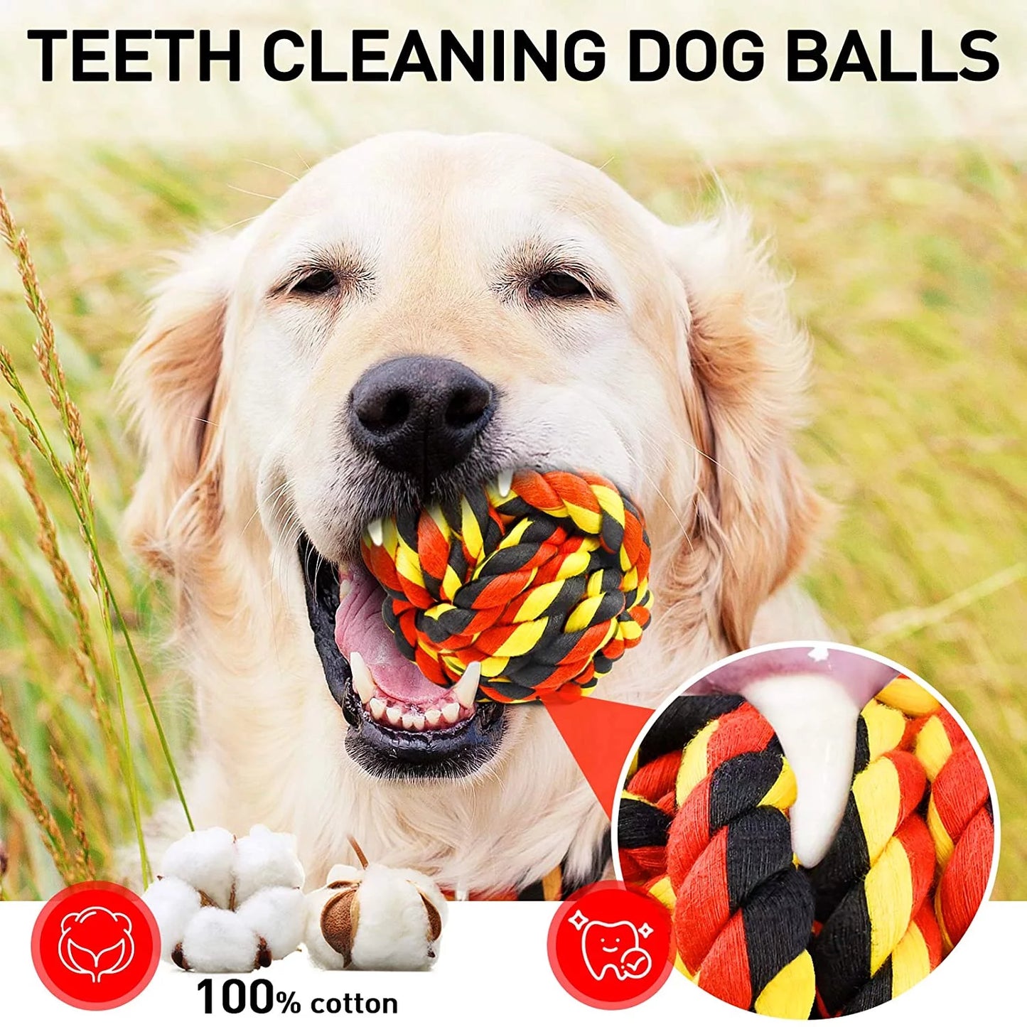 Indestructible Dog Chew Toys Set for Aggressive Chewers - Heavy Duty Balls and Dental Rope Toys for Large and Medium Dogs, 6 Pack