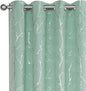 Elegant Light Grey Blackout Curtains with Silver Tree Branch Design, 63-Inch Length, Set of 2 Panels, Windproof, 38W x 63L