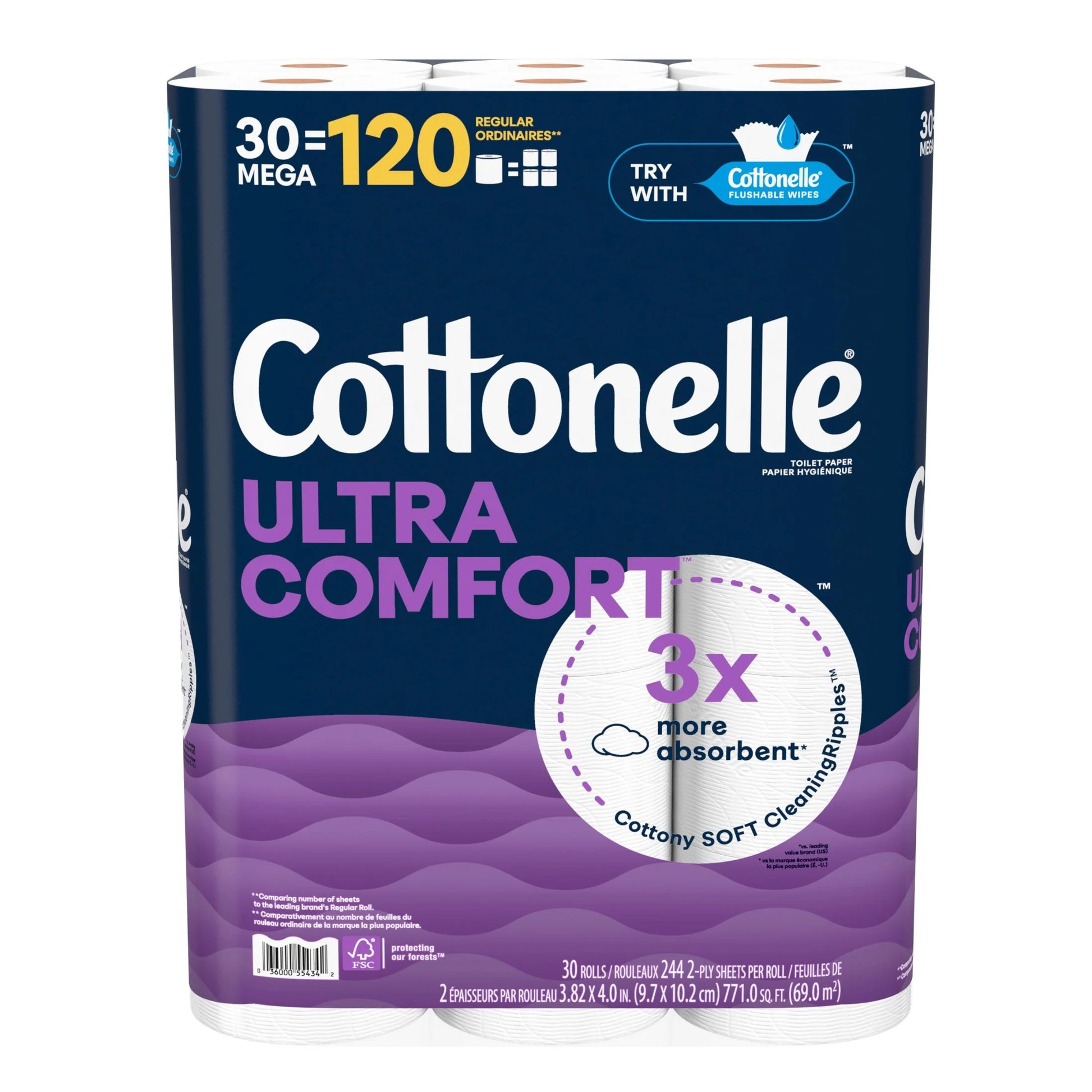 Ultra Comfort Soft Toilet Paper, 30 Mega Rolls