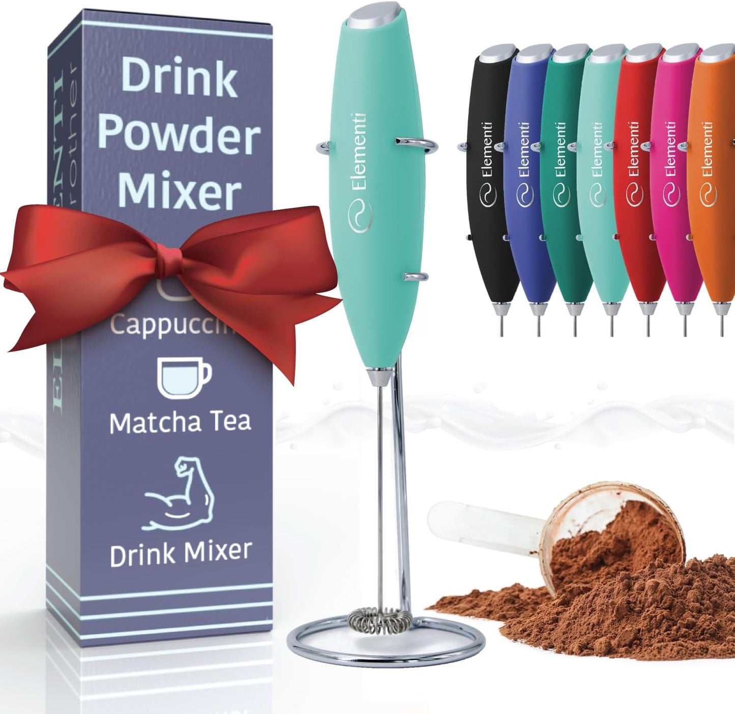 Premium Handheld Milk Frother and Drink Mixer with Stand - Perfect for Creating Cappuccinos, Lattes, and Hot Chocolate at Home (Black)