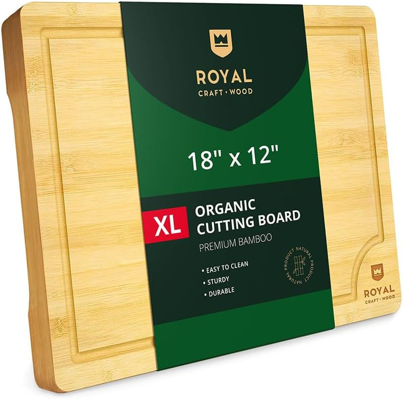 Premium Bamboo Cutting Board Set for Meal Preparation, Charcuterie, and Butchering - Ideal Gift for Culinary Enthusiasts