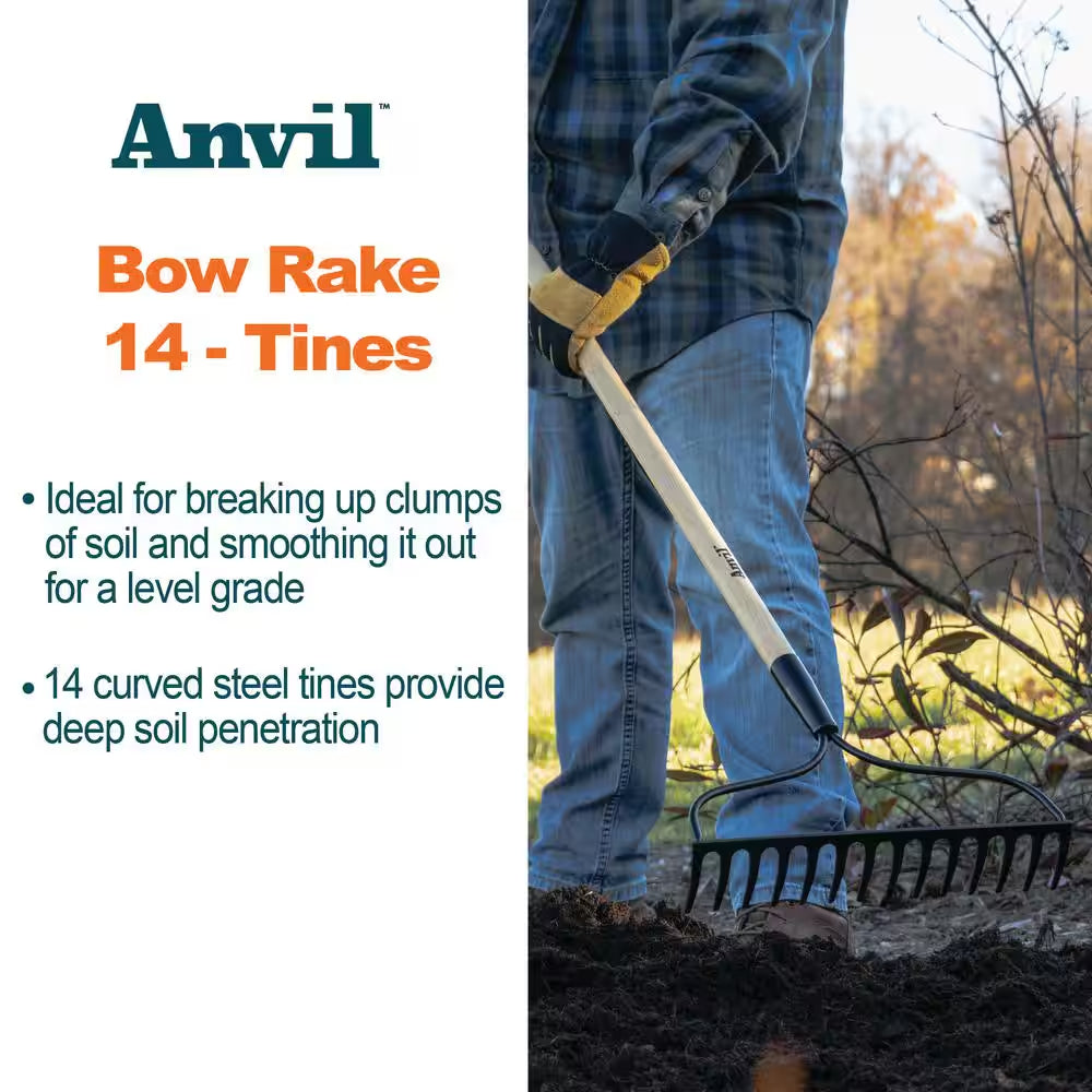 48-Inch Handle, 14-Tine Bow Rake