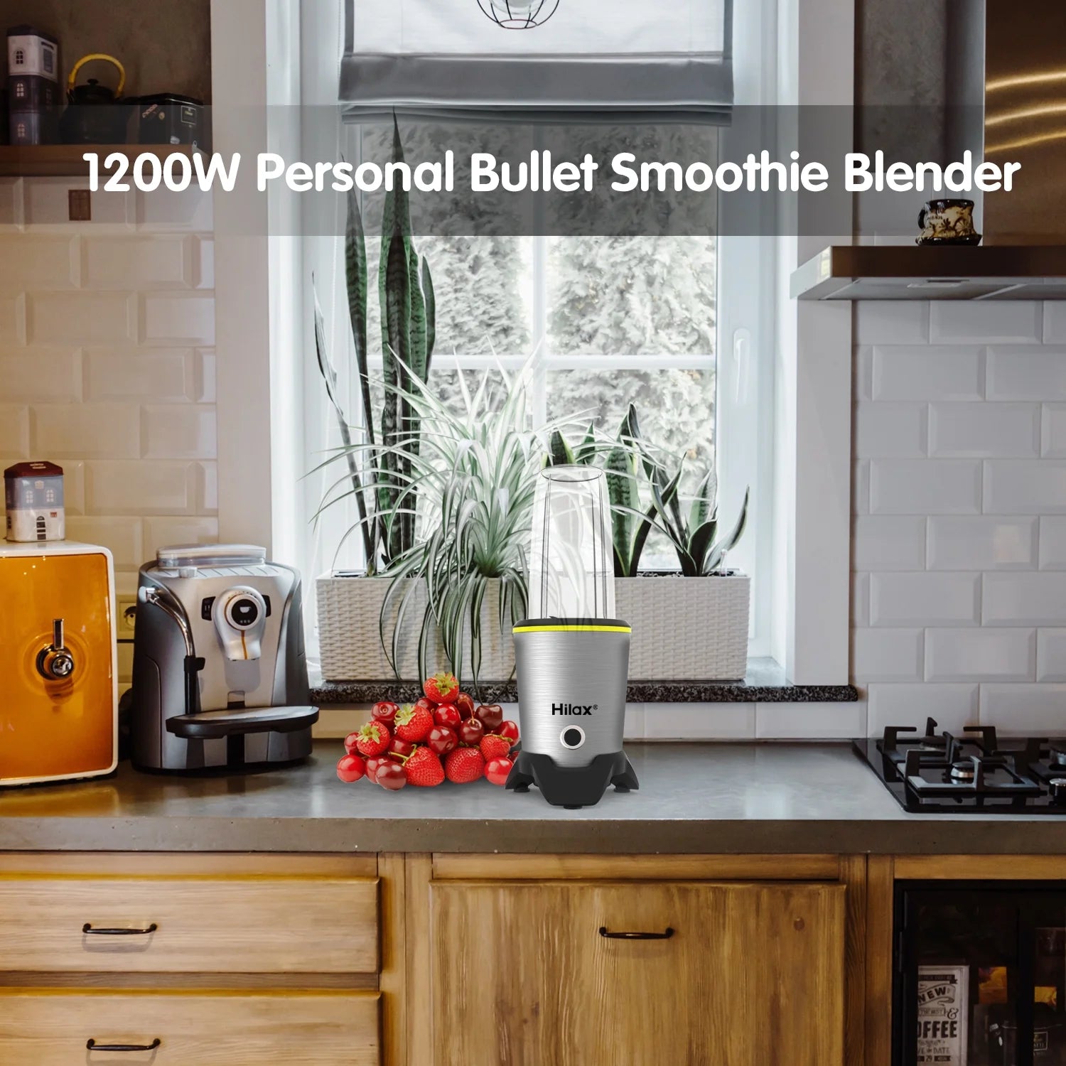 Powerful Personal Portable Blender for Smoothies & Shakes - 1200W with BPA-Free Bottles (35oz & 14oz) - Sleek Silver Design