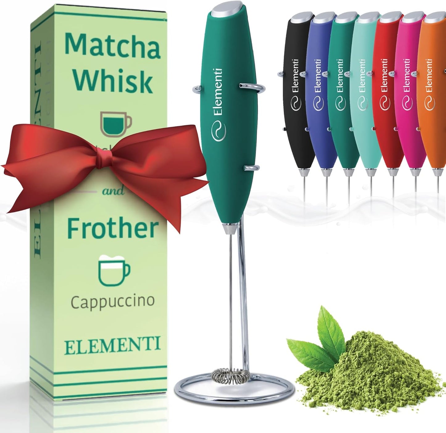Premium Handheld Milk Frother and Drink Mixer with Stand - Perfect for Creating Cappuccinos, Lattes, and Hot Chocolate at Home (Black)