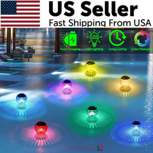 Outdoor Solar LED Floating Light Garden Pond Pool Lamp Rotating RGB Color Change