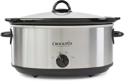 7-Quart Stainless Steel Manual Slow Cooker for Family Gatherings and Entertaining