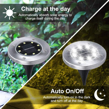 Solar LED Waterproof Landscape Ground Lights, Set of 4