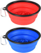 Large Collapsible Dog Bowls - 34 Oz Portable Travel Water and Food Dishes with Carabiner Clip, 2 Pack (Green and Red)