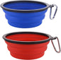 Large Collapsible Dog Bowls - 34 Oz Portable Travel Water and Food Dishes with Carabiner Clip, 2 Pack (Green and Red)