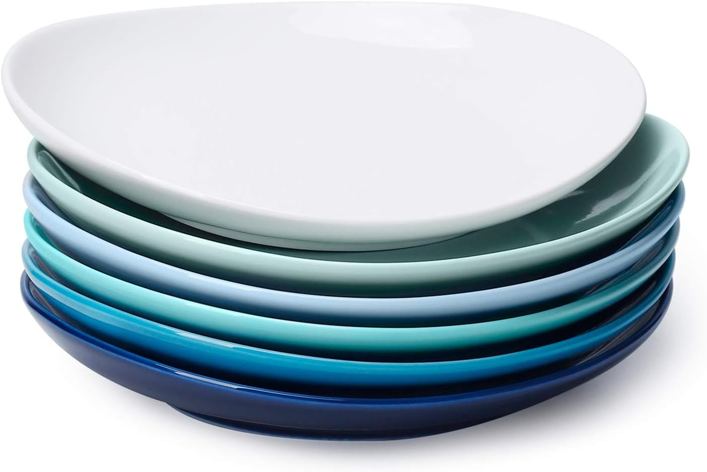 Set of 6 Porcelain Dessert Plates - 7.8 Inch Appetizer and Salad Plates in Rainbow Palette - Dishwasher, Microwave, and Oven Safe