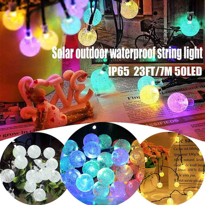 Solar-Powered 50 LED Outdoor String Lights - Waterproof Garden Pathway Decoration in White