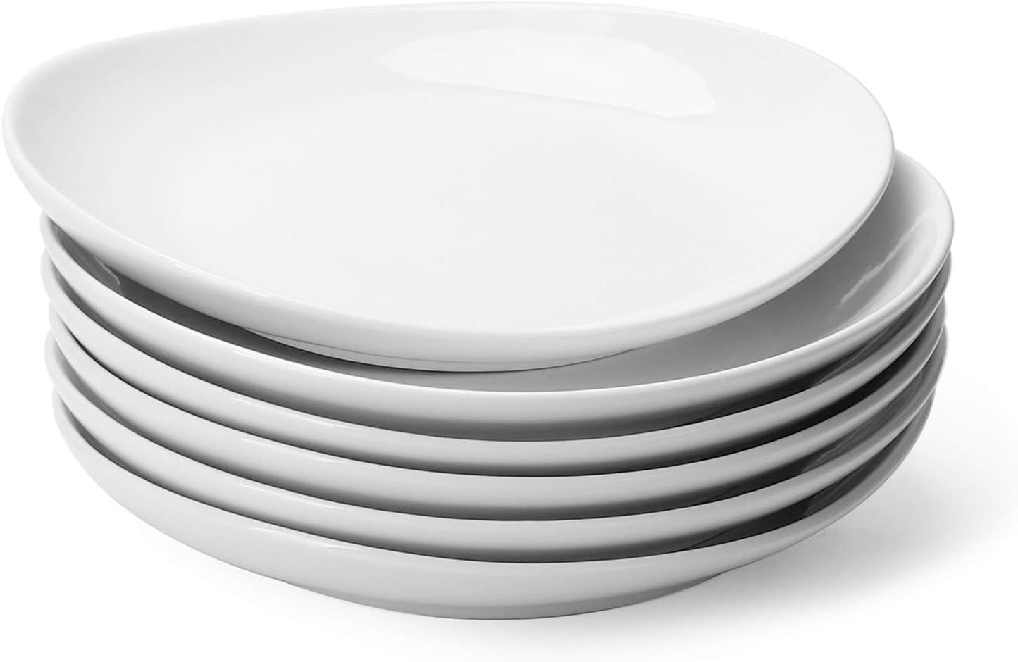 Set of 6 Porcelain Dessert Plates - 7.8 Inch Appetizer and Salad Plates in Rainbow Palette - Dishwasher, Microwave, and Oven Safe