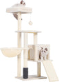 Multi-Tier Indoor Cat Tree and Tower with Scratching Board and Feeding Bowl in Light Gray HCT010M