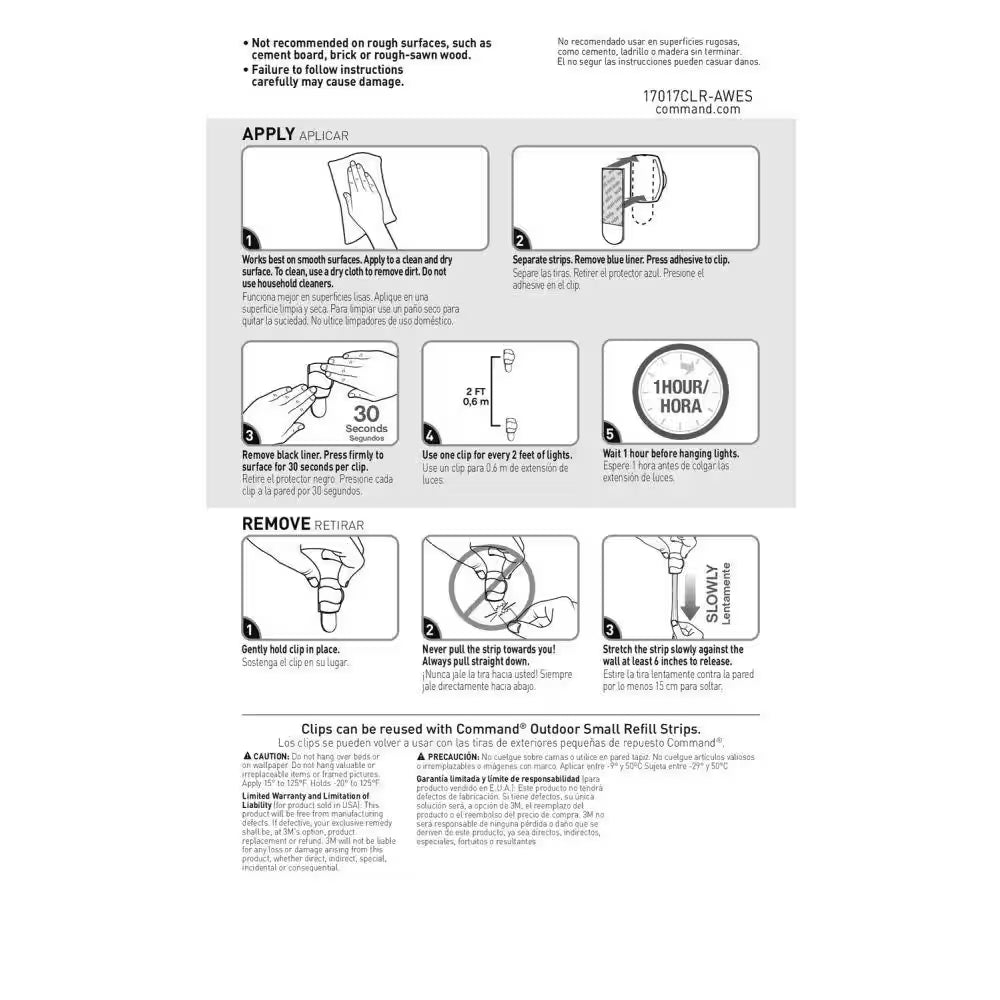 Clear Outdoor Light Clips with Damage-Free Decorating Technology, Includes 16 Clips and 20  Strips