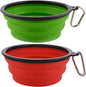 Large Collapsible Dog Bowls - 34 Oz Portable Travel Water and Food Dishes with Carabiner Clip, 2 Pack (Green and Red)