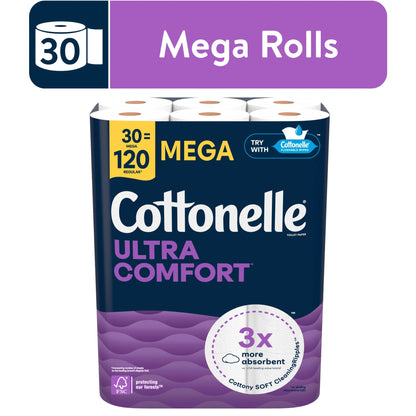 Ultra Comfort Soft Toilet Paper, 30 Mega Rolls