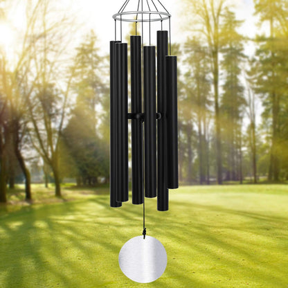 36-Inch Outdoor Wind Chimes - Elegantly Tuned for Relaxation and Soothing Melodies, Black Memorial Chimes for Sympathy and Remembrance