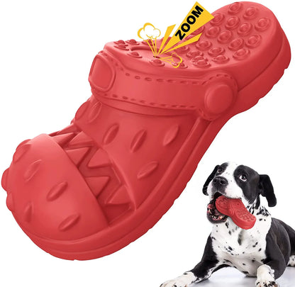 Squeaky Dog Chew Toy for Aggressive Chewers - Shoe Shape Teeth Cleaning Toy