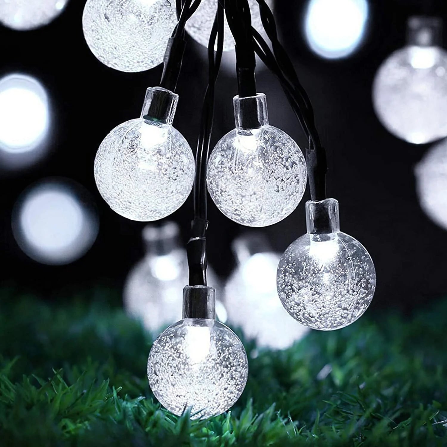 Solar-Powered 50 LED Outdoor String Lights - Waterproof Garden Pathway Decoration in White