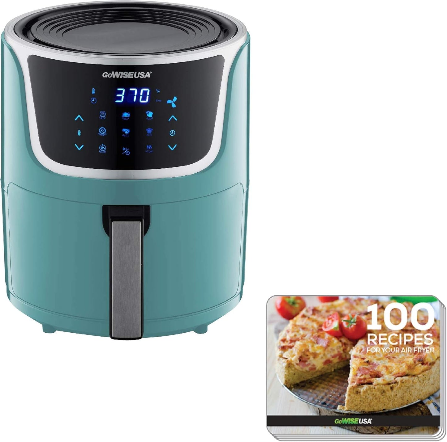 7-Quart Electric Air Fryer with Dehydrator, Digital Touchscreen, 8 Cooking Functions, and Triple Stackable Racks in Red and Silver