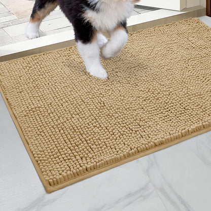 Indoor Chenille Entrance Mat, 60" x 36", Highly Absorbent and Washable Non-Slip Welcome Mat in Dark Grey