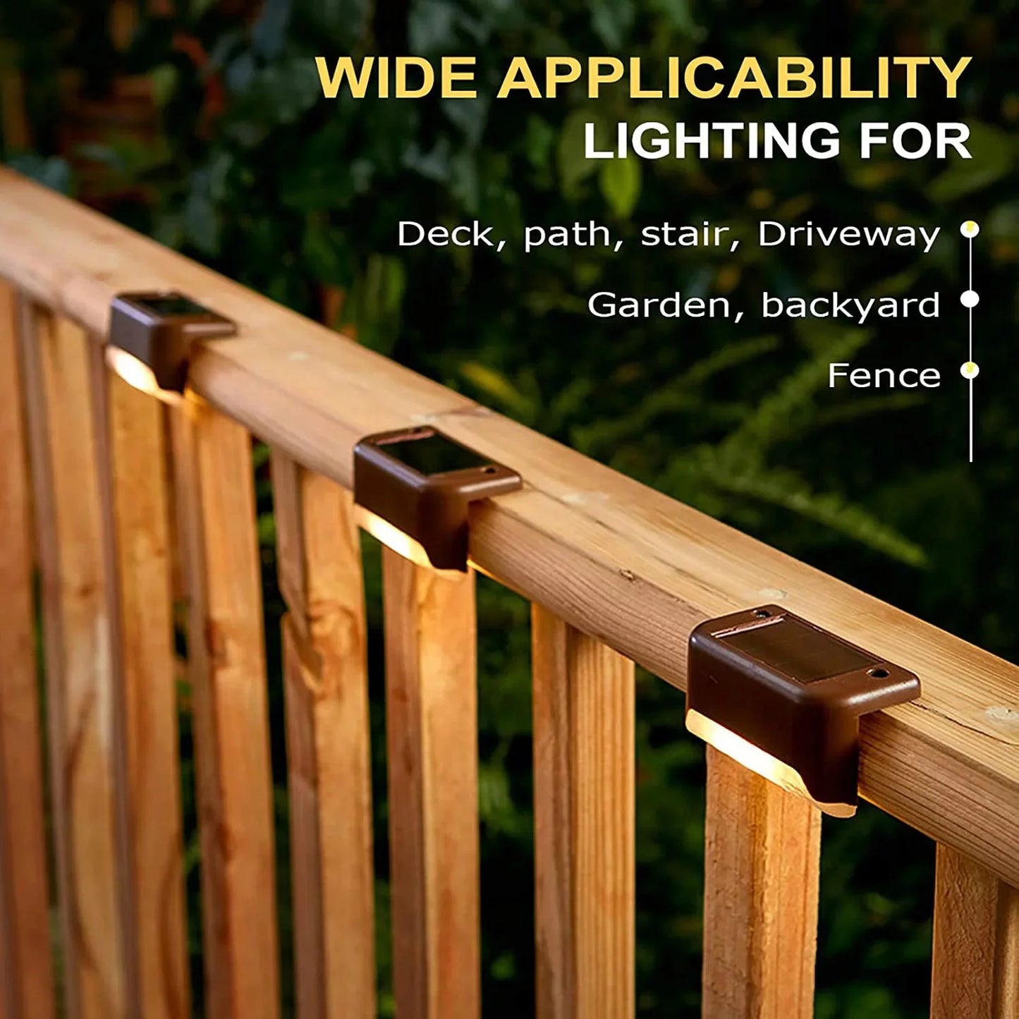 12-Pack Solar-Powered Deck and Fence Post Lights for Outdoor Use - Weatherproof LED Lighting in Brown with Warm White Illumination for Patios, Pools, Steps, and Pathways