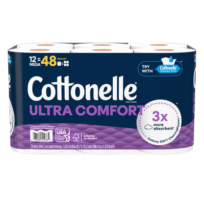 Ultra Comfort Soft Toilet Paper, 12 Mega Rolls