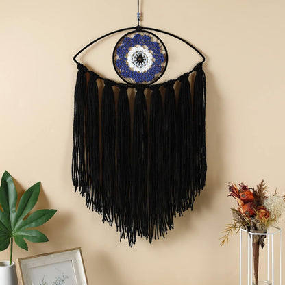 Black Dream Catcher - Evil Eye Wall Hanging for Gothic Decor, Bedroom Ornament and Craft Gift