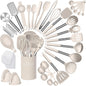 43-Piece Grey Silicone Kitchen Utensil Set with Stainless Steel Handles - Non-Stick and Heat-Resistant Cookware Essentials