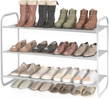 4-Tier Dark Grey Fabric Shoe Rack Organizer for Entryway, Hallway, and Bedroom Storage Solutions