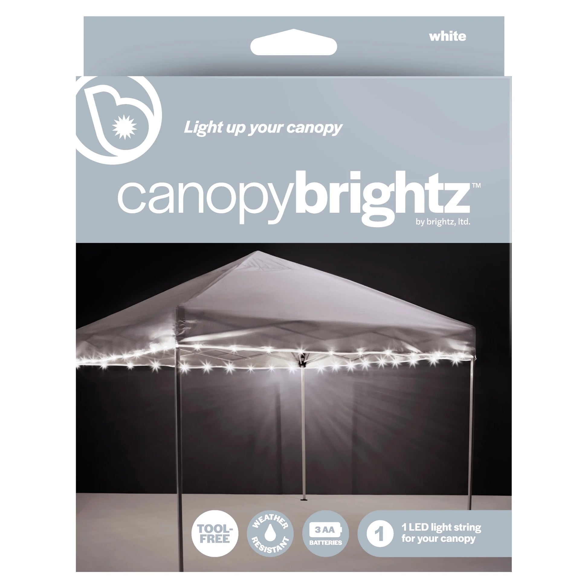 Canopy LED String Lights for Outdoor Canopies, Battery Operated, White