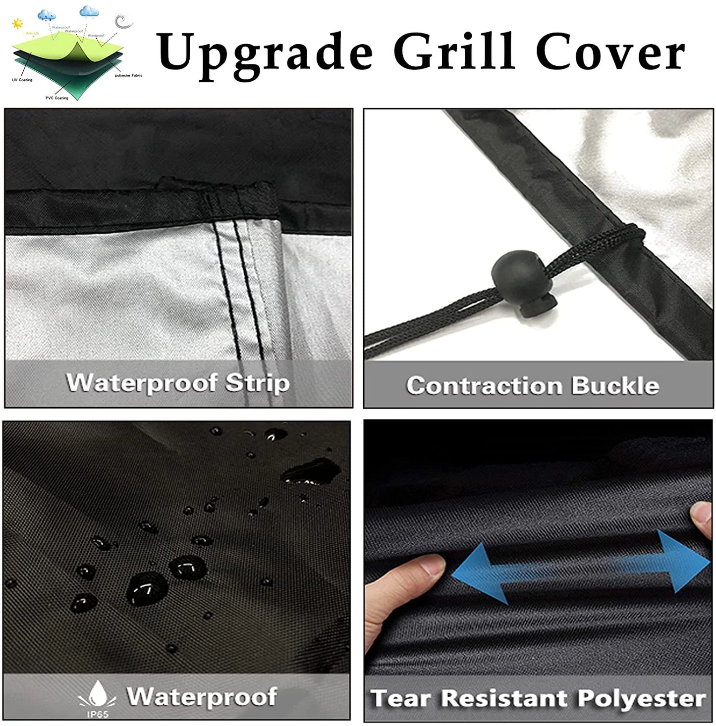 Heavy-Duty 58-Inch Waterproof Grill Cover for 4-6 Burner Outdoor Gas Grills, UV and Fade Resistant, Fits Grills Up to 56 Inches Wide, Black