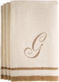 Custom Monogrammed Fingertip Towels Set of 4 - Luxurious Ivory with Golden Brown Embroidery - 100% Cotton, Extra Absorbent - Ideal for Bathroom or Kitchen - Initial H