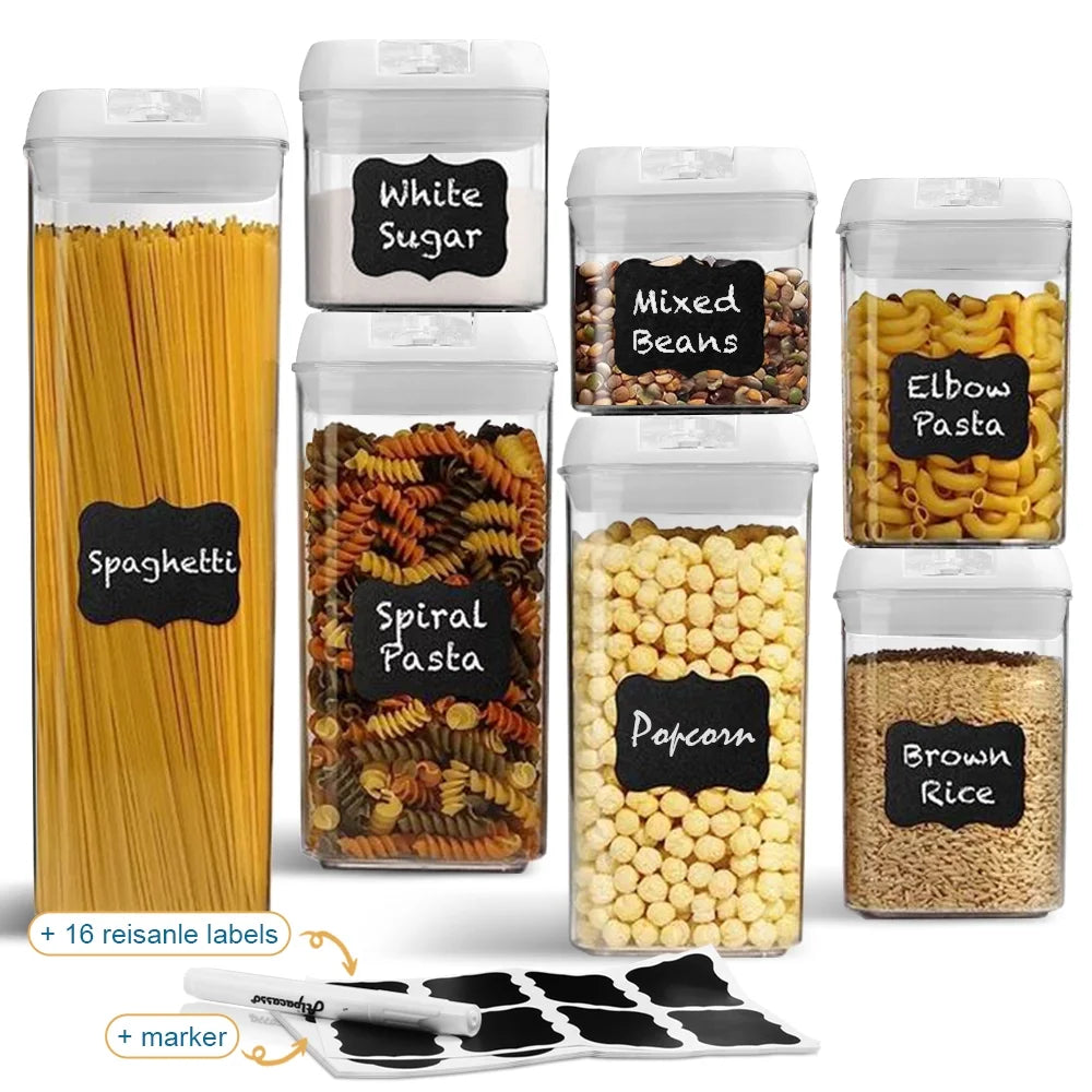 7-Piece BPA-Free Airtight Plastic Food Storage Container Set with Easy Lock Lids for Kitchen Pantry Organization