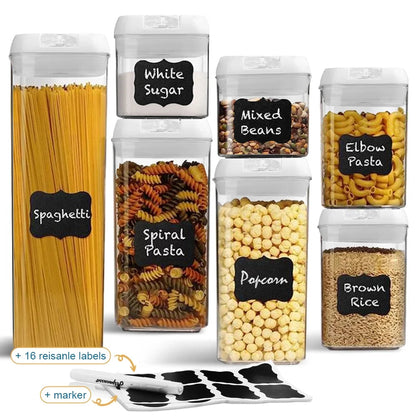 7-Piece BPA-Free Airtight Plastic Food Storage Container Set with Easy Lock Lids for Kitchen Pantry Organization