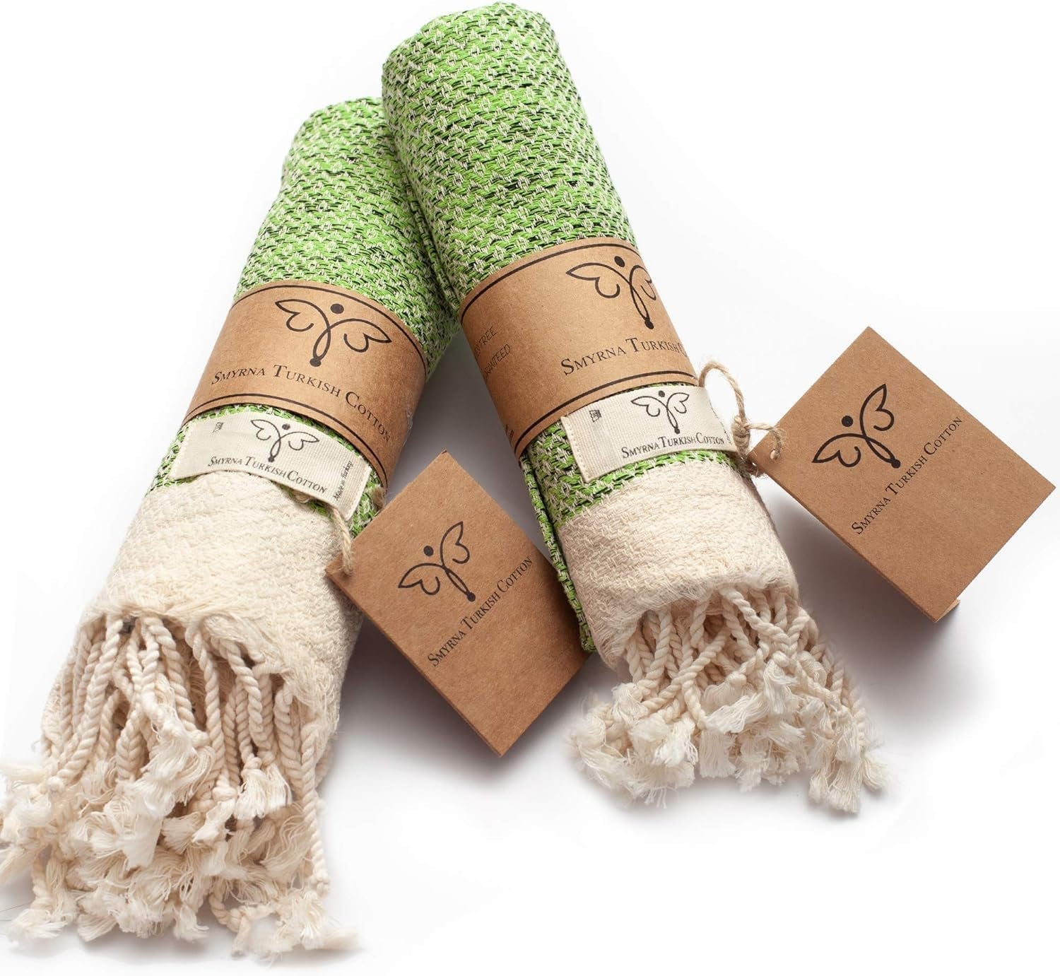 Smyrna Vintage Turkish Cotton Hand Towels - Set of 2, 16x40 Inches, Elegant Beige Towels for Bath, Kitchen, Yoga, and More