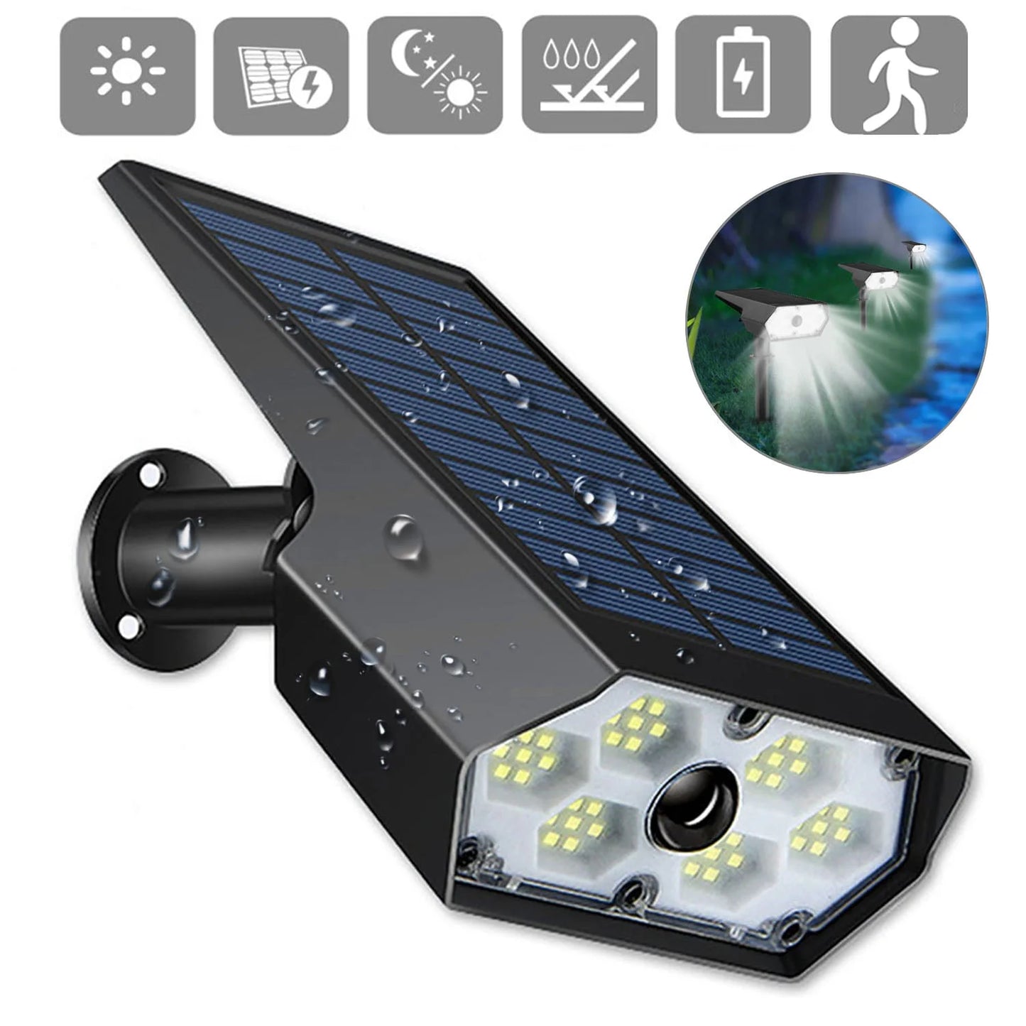 Professional LED Solar Flood Light with Motion Sensor - Outdoor Spotlight with IP65 Waterproof Rating and 3 Lighting Modes for Garden, Patio, and Garage Security