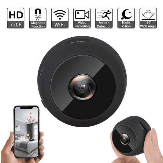 Mini Wireless Security Camera - Full HD 720P Portable Nanny Cam with Night Vision, Video Recording, and Motion Detection for Home, Car, Drone, Office, and Outdoor Use